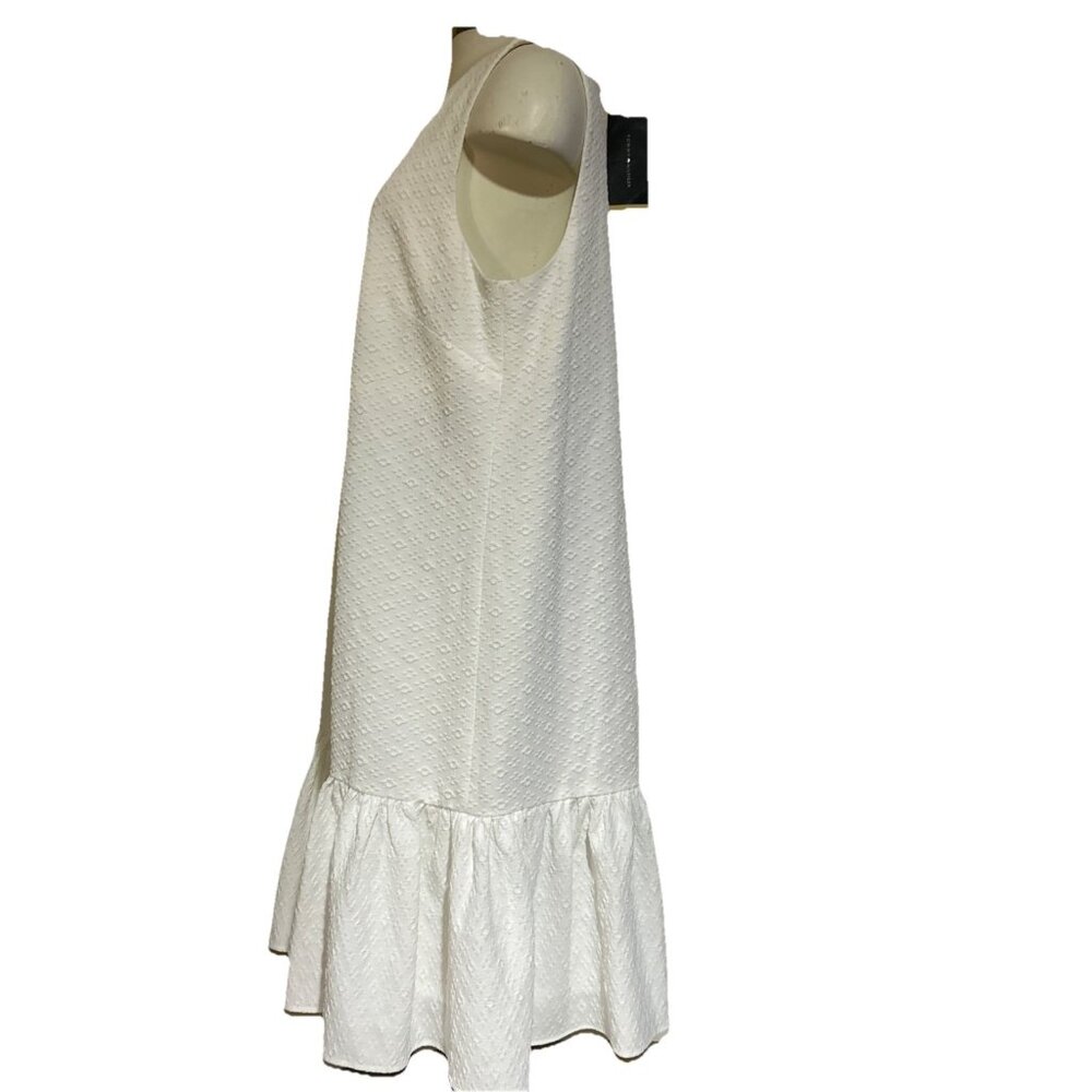 Tommy Hilfiger White Ruffle Fit Flair Sleeveless Shift Dress Biz Classic Prep - Picture 5 of 12